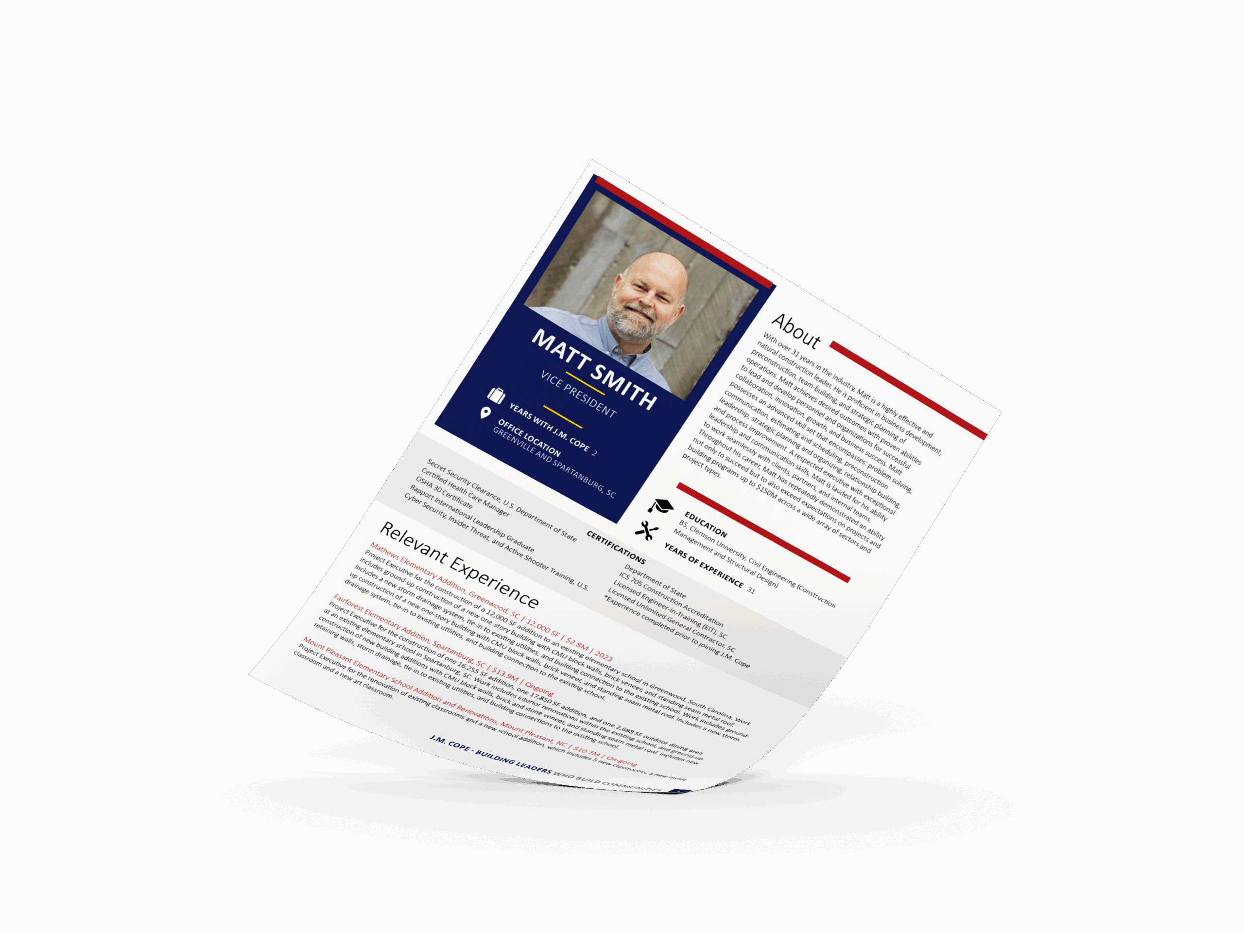 JM Cope Resume mockup